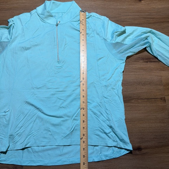 Ibkul Top Women XXL 1/4 Zip Shirt Vented Mesh Arms Blue Mock Long Sleeve Golf - Picture 9 of 11